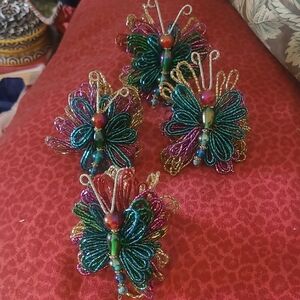 Colorful Beaded Butterfly Napkin Rings